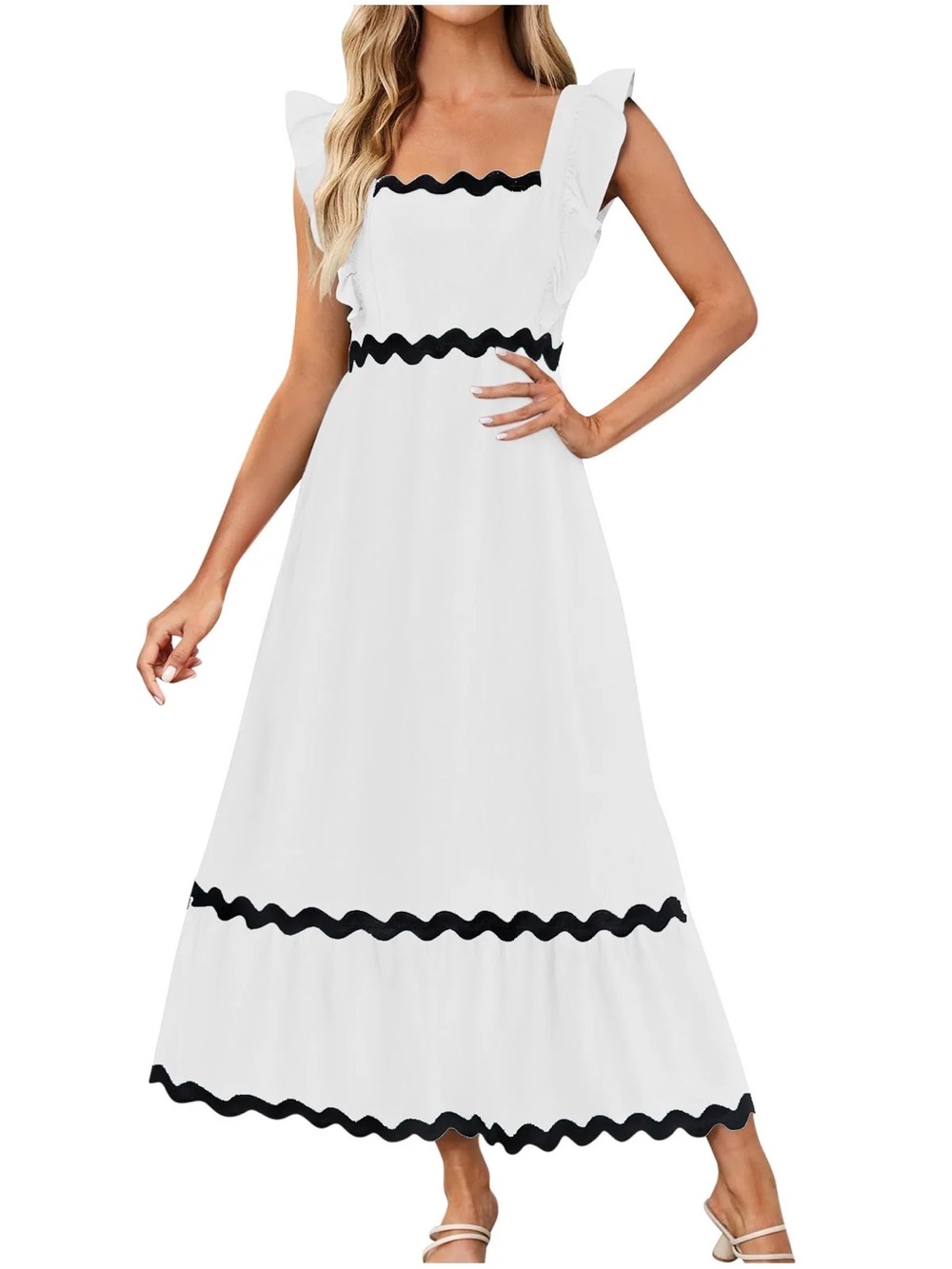 Chic White and Black Maxi Dress